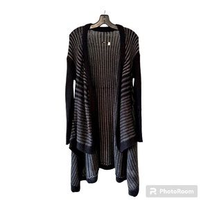 Vintage Y2K Chunky Knit Hi-Low Striped Duster Cardigan Size M